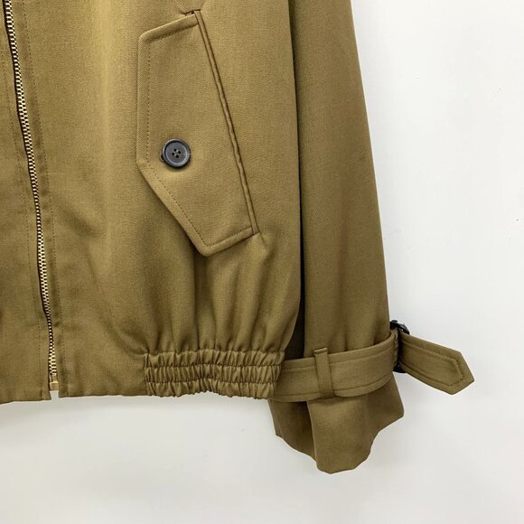 Miu Miu Khaki Green Oversized Cotton Jacket With Elastic Hem & Button Details - Picture 4 of 8